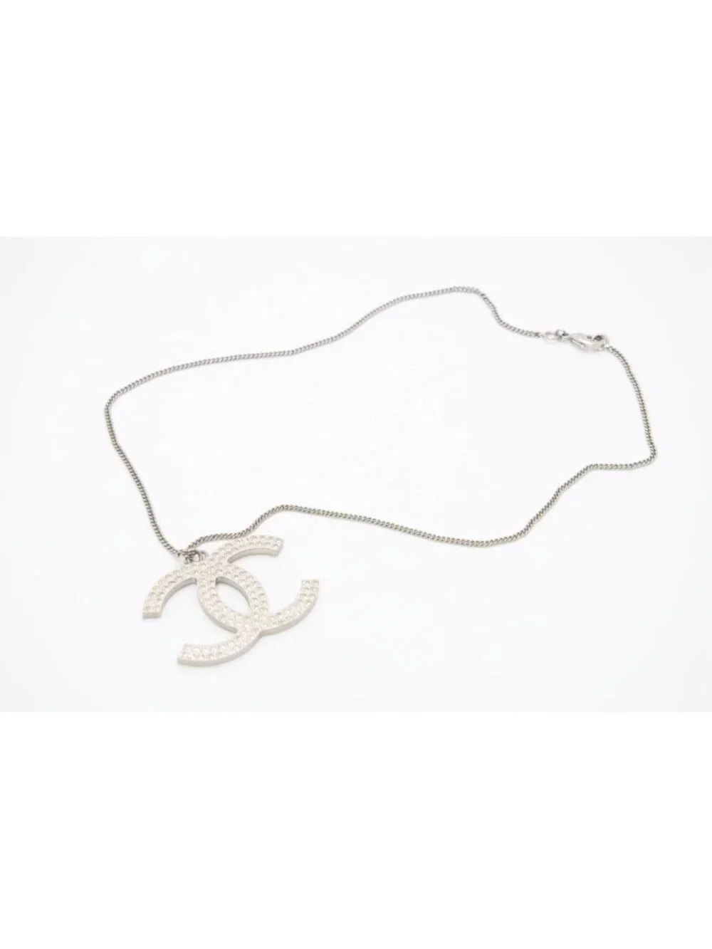 Chanel CC Logo Necklace 01 Rhinestone Metal